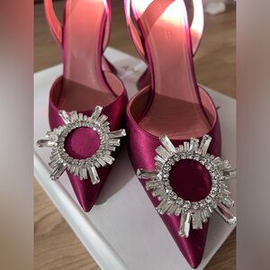 Amina Muaddi Magenta Begum Slingback Pump